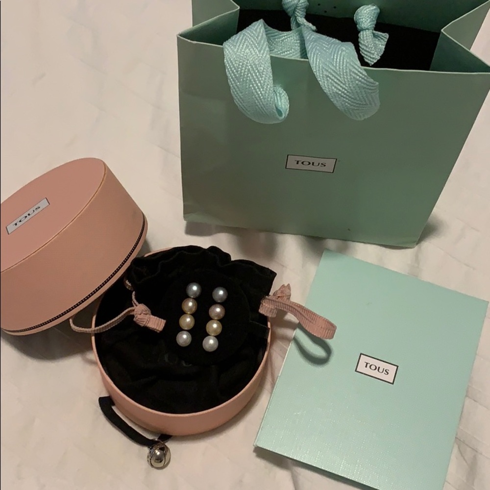 Tous - Silver set of 4 pearl earrings